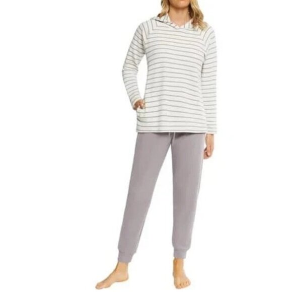 NEW Max & Mia Women's XS Waffle Knit Lounge Set Striped Hoodie & Plum Joggers - Picture 1 of 7